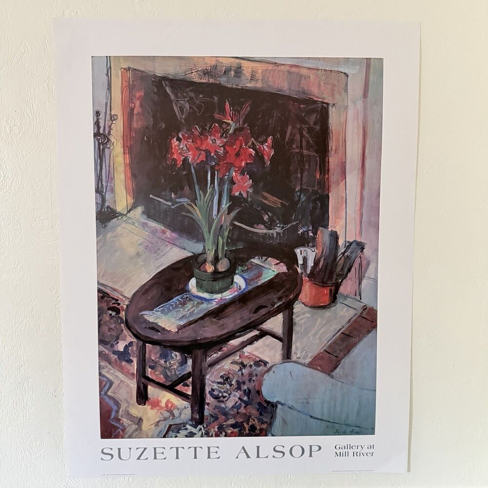 Suzette Alsop Amaryllis Watercolor Art Poster Print Gallery At Mill River 35x27